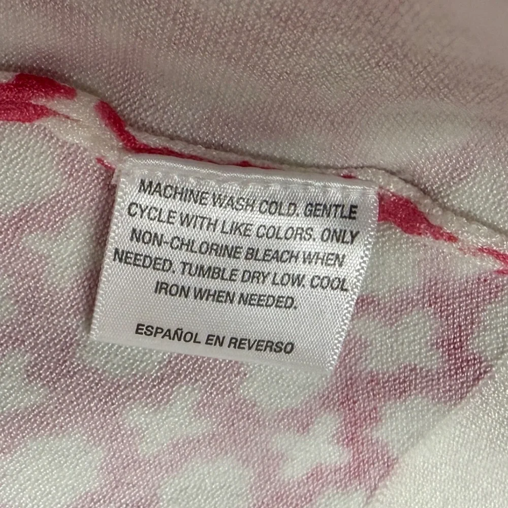 Charter Club Pink White Geometric Cardigan Sweater Strawberry Ice Large NWT - Picture 3 of 8